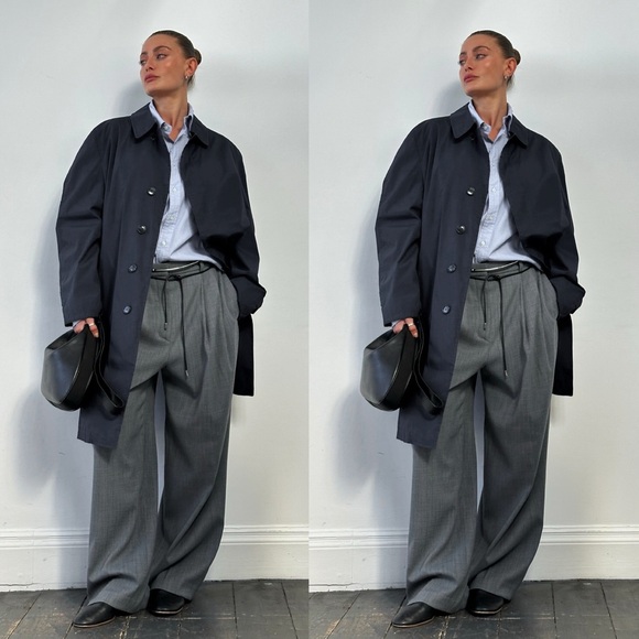 London Fog Vintage Coated Concelled Placket Trench Coat Lined Black Large - Picture 2 of 4